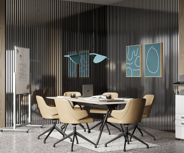 Комплект акуст.панелей, черный войлок, 3000х300х19мм, рейки ЭКОПОЛИМЕР, хром/2шт.