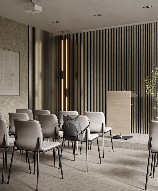 Комплект акуст.панелей, черный войлок, 3000х300х19мм, рейки ЭКОПОЛИМЕР, платина матовая/2шт.